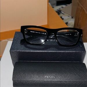 Prada Black Rectangular Eyeglasses with Case